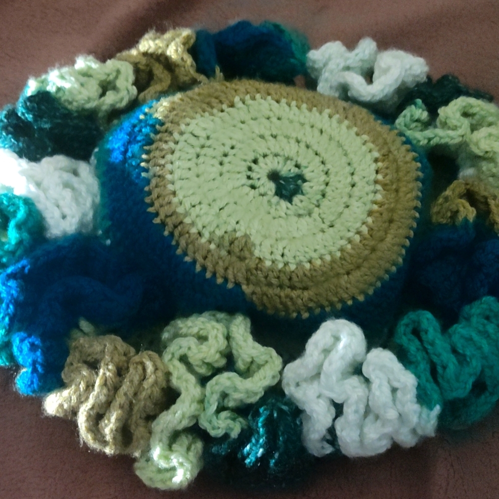 Ruffle edge Crochet beanie